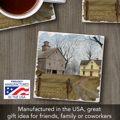 Thirstystone Homeward Single Tumbled Tile Stone Coaster with Protective Cork Backing Manufactured in The USA 4" Square, Artistic, Easily Wipes Clean
