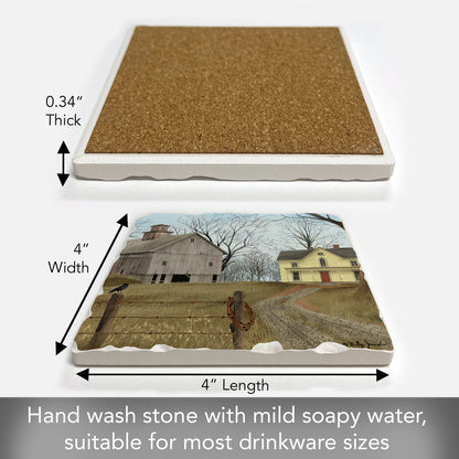 Thirstystone Homeward Single Tumbled Tile Stone Coaster with Protective Cork Backing Manufactured in The USA 4" Square, Artistic, Easily Wipes Clean
