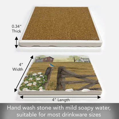 Thirstystone Morning Glory Single Tumlbed Tile Stone Coaster with Protective Cork Backing Manufactured in The USA 4" Square, Artistic, Easily Wipes Clean