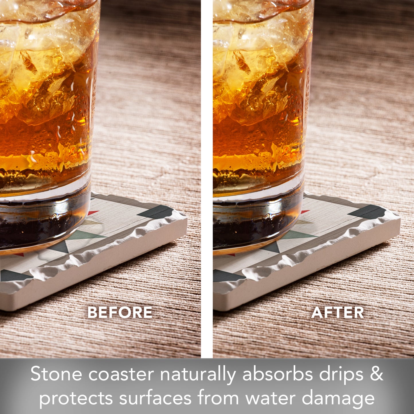 Thirstystone Quilt Design Windmill Single Tumbled Tile Stone Coaster with Protective Cork Backing Manufactured in The USA 4" Square, Artistic, Easily Wipes Clean