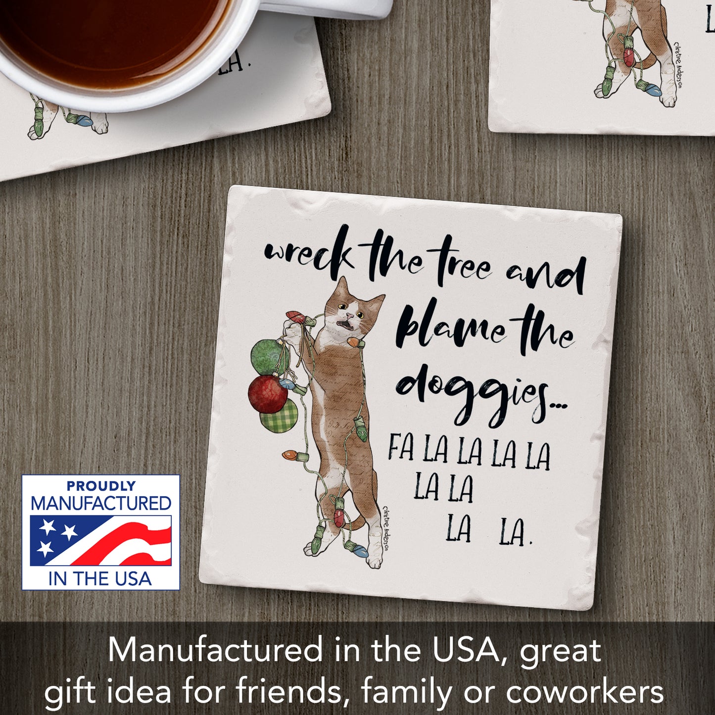 Thirstystone Holiday Naughty Pets Single Tumbled Tile Coasters Manufactured in The USA Adorable, Create Your Own Collection (Blame The Doggies)