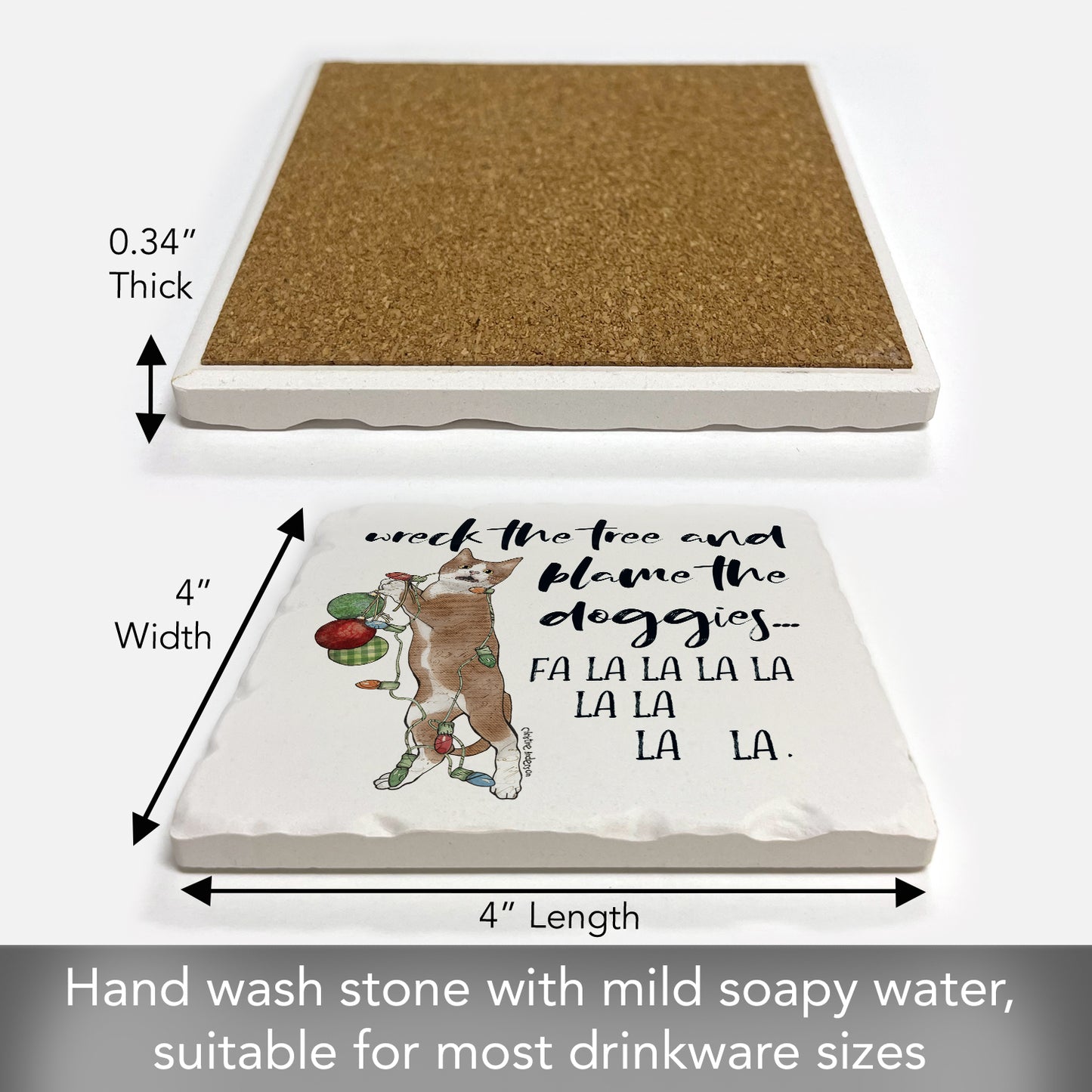 Thirstystone Holiday Naughty Pets Single Tumbled Tile Coasters Manufactured in The USA Adorable, Create Your Own Collection (Blame The Doggies)