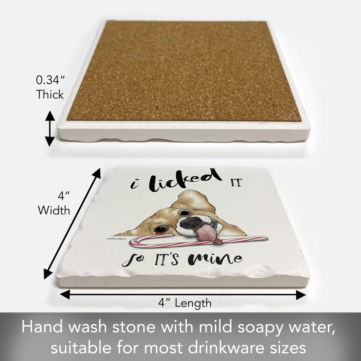 Thirstystone Licked It Single Tumbled Tile Coaster Manufactured in The USA Adorable, Create Your Own Collection
