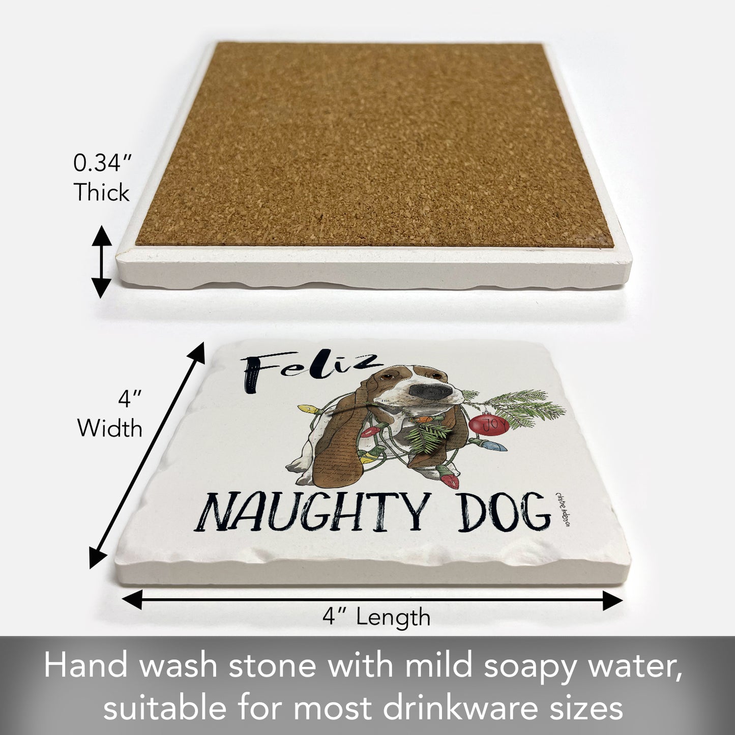 Thirstystone Feliz Naughty Dog Single Tumbled Tile Coaster Manufactured in The USA Adorable, Create Your Own Collection