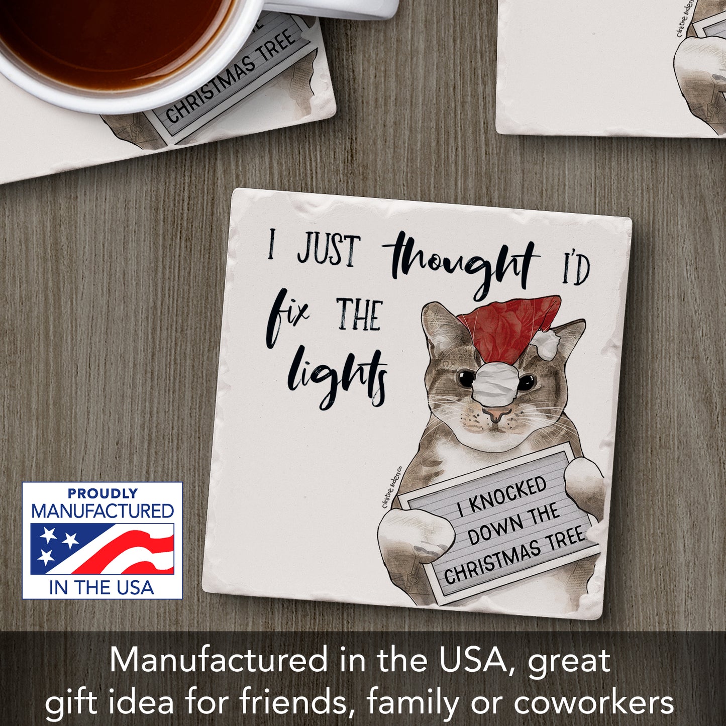 Thirstystone Fix The Lights Single Tumbled Tile Coaster Manufactured in The USA Adorable, Create Your Own Collection