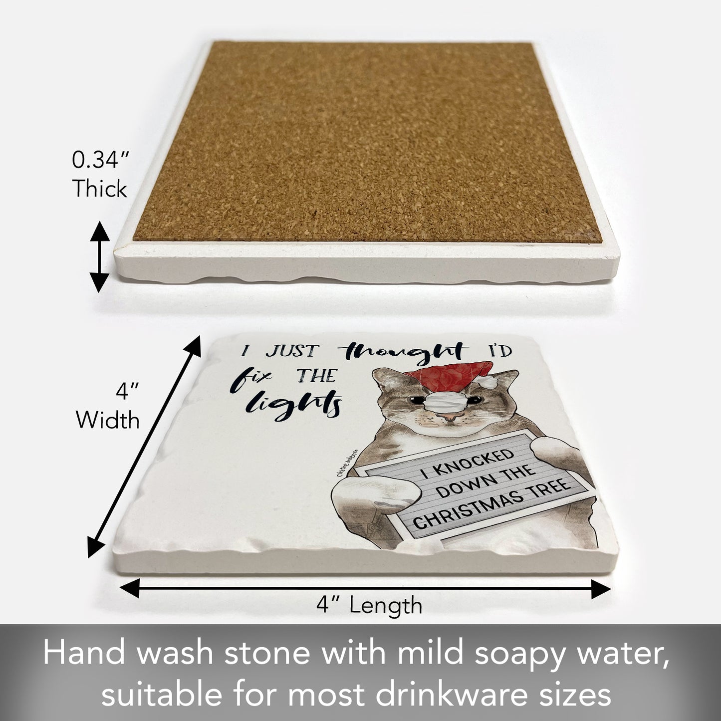 Thirstystone Fix The Lights Single Tumbled Tile Coaster Manufactured in The USA Adorable, Create Your Own Collection