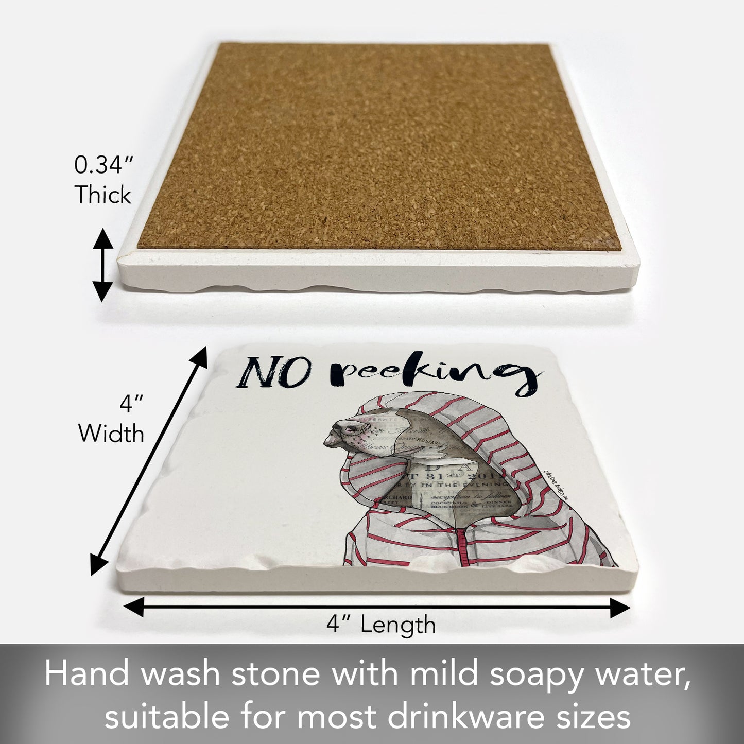 Thirstystone No Peeking Dog Single Tumbled Tile Coaster Manufactured in The USA Adorable, Create Your Own Collection