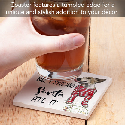 Thirstystone Santa Ate It Single Tumbled Tile Coaster Manufactured in The USA Adorable, Create Your Own Collection