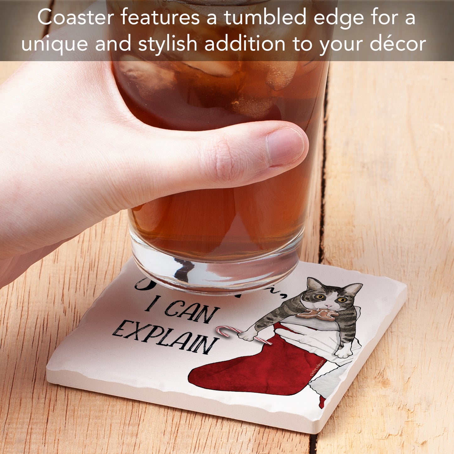 Thirstystone Santa I Can Explain Single Tumbled Tile Coaster Manufactured in The USA Adorable, Create Your Own Collection