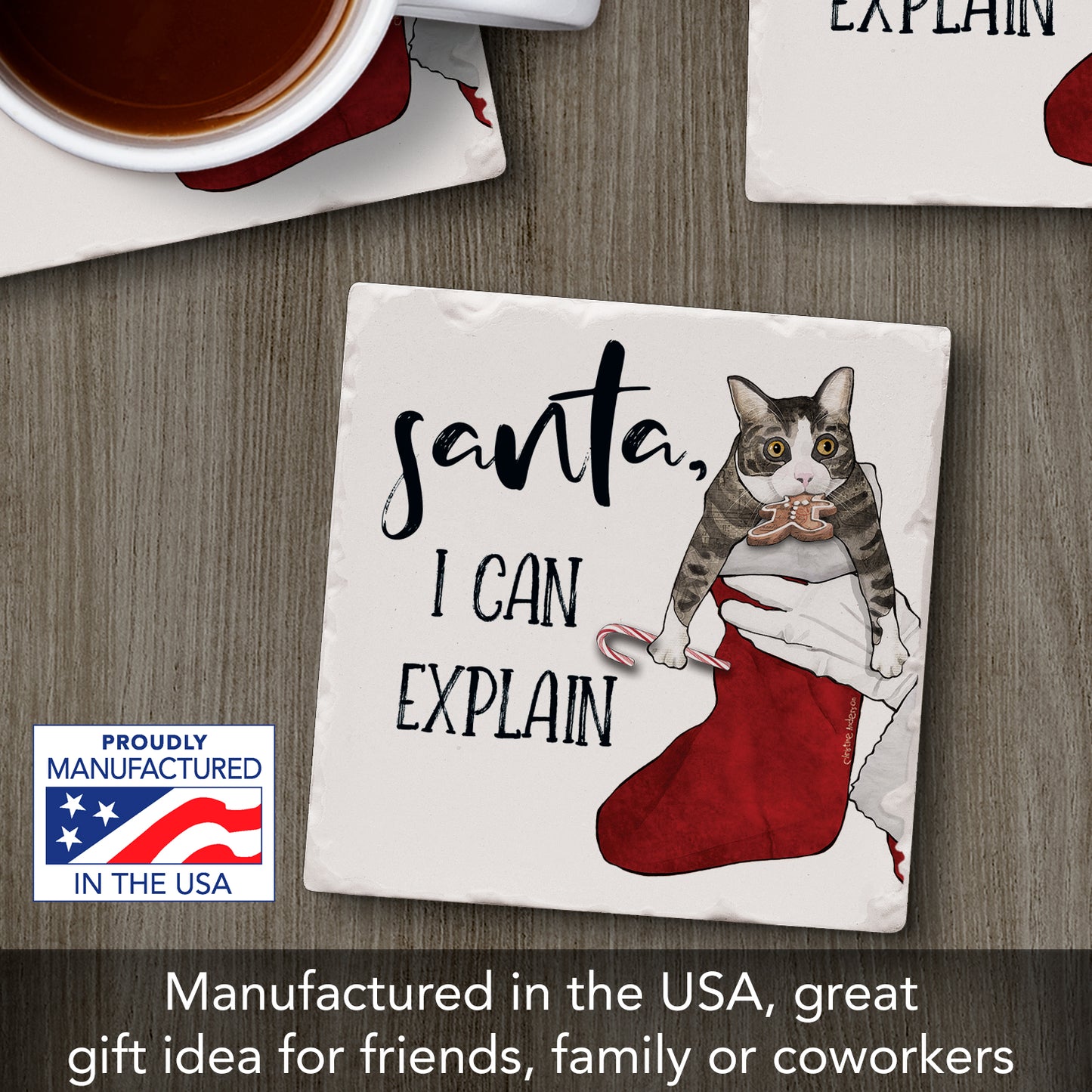 Thirstystone Santa I Can Explain Single Tumbled Tile Coaster Manufactured in The USA Adorable, Create Your Own Collection