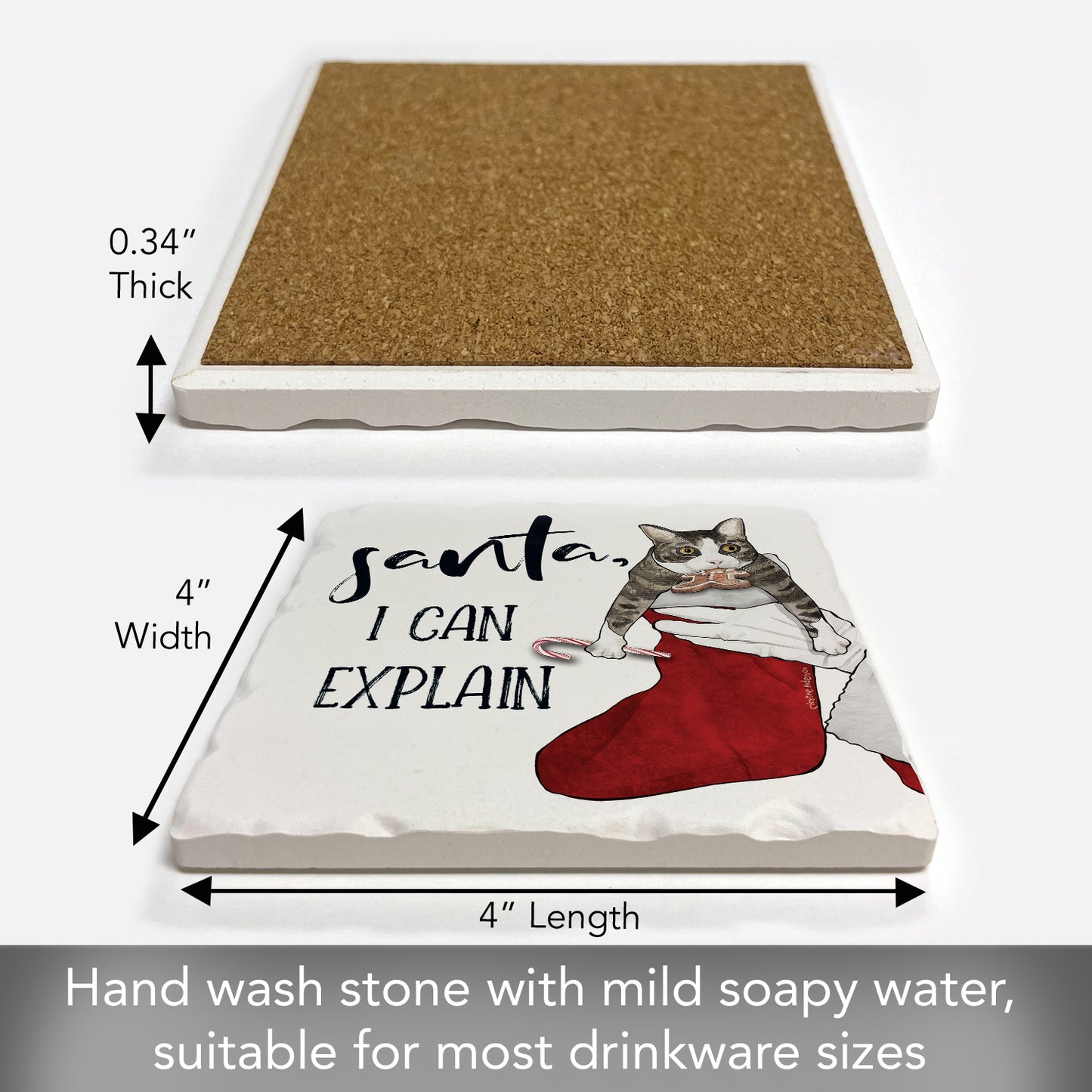 Thirstystone Santa I Can Explain Single Tumbled Tile Coaster Manufactured in The USA Adorable, Create Your Own Collection