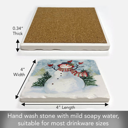 Thirstystone Snowman & Cardinals Single Tumbled Tile Coaster Manufactured in The USA Decorative, Stylish, Craft Your Own Collection