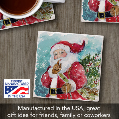 Thirstystone Quiet Santa Single Tumbled Tile Coaster Manufactured in The USA Decorative, Stylish, Craft Your Own Collection