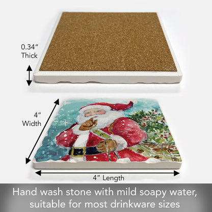 Thirstystone Quiet Santa Single Tumbled Tile Coaster Manufactured in The USA Decorative, Stylish, Craft Your Own Collection