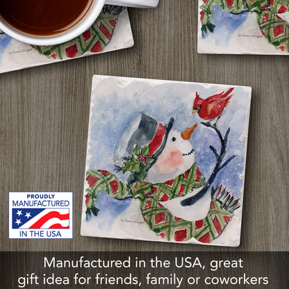 Thirstystone Diamond Plaid Snowman Single Tumbled Tile Coaster Manufactured in The USA Decorative, Stylish, Craft Your Own Collection