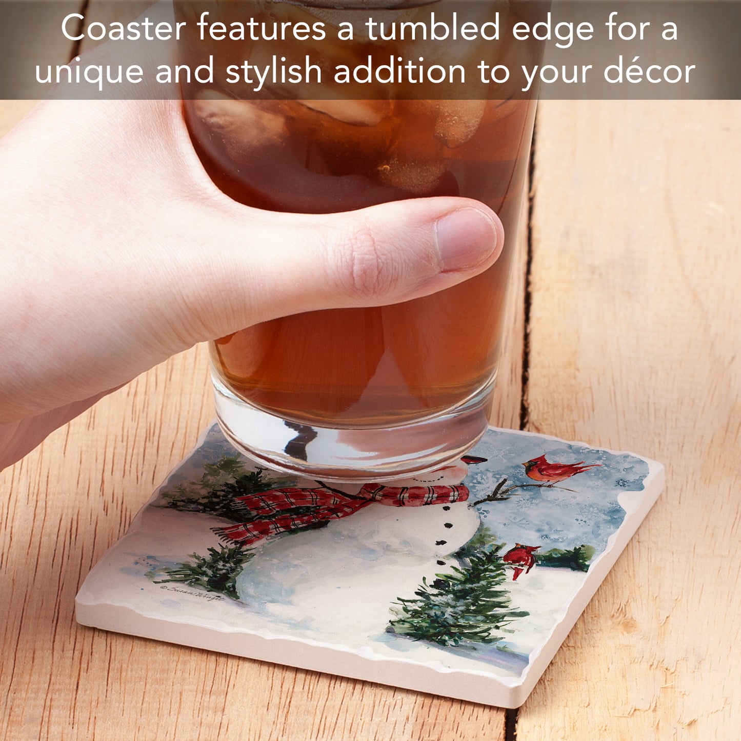 Thirstystone Snowman Friends Single Tumbled Tile Coaster Manufactured in The USA Decorative, Stylish, Create Your Own Collection