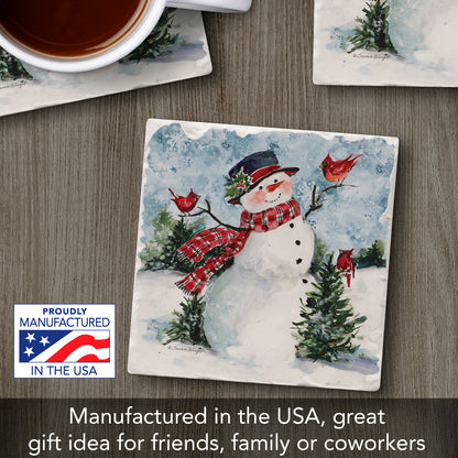 Thirstystone Snowman Friends Single Tumbled Tile Coaster Manufactured in The USA Decorative, Stylish, Create Your Own Collection