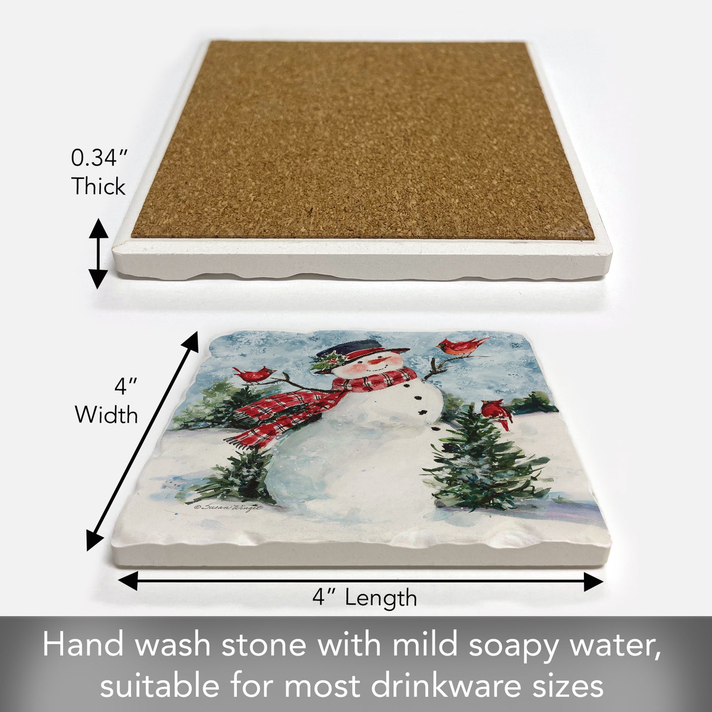 Thirstystone Snowman Friends Single Tumbled Tile Coaster Manufactured in The USA Decorative, Stylish, Create Your Own Collection