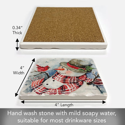 Thirstystone Red Plaid Snowman Single Tumbled Tile Coaster Manufactured in The USA Decorative, Stylish, Craft Your Own Collection