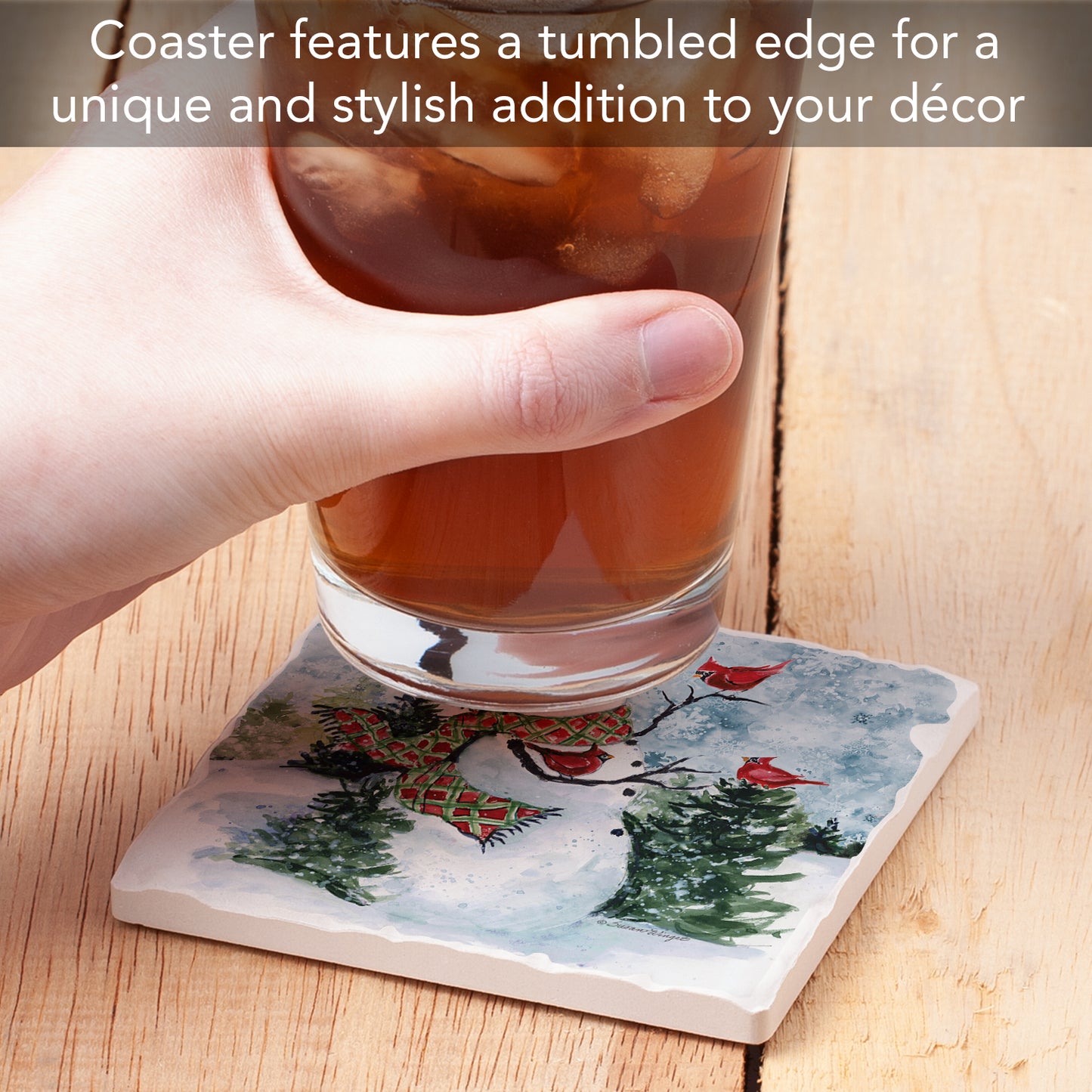 Thirstystone Snowman Perch Single Tumbled Tile Coaster Manufactured in The USA Decorative, Stylish, Craft Your Own Collection