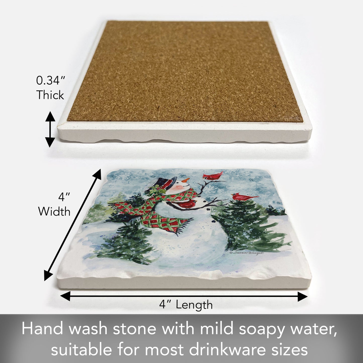 Thirstystone Snowman Perch Single Tumbled Tile Coaster Manufactured in The USA Decorative, Stylish, Craft Your Own Collection