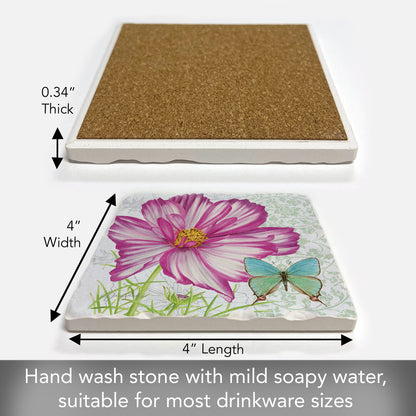Thirstystone Cosmos Single Tumbled Tile Stone Coaster with Protective Cork Backing Manufactured in The USA 4" Square, Artistic, Easily Wipes Clean