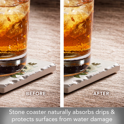 Thirstystone Gather Here Single Tumbled Tile Stone Coaster with Protective Cork Backing Manufactured in The USA 4" Square, Colorful, Artistiic, Easily Wipes Clean