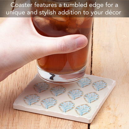 Thirstystone Coastal Pattern Single Tumbled Tile Stone Coaster with Protective Cork Backing Manufactured in The USA 4" Square, Colorful, Artistiic, Easily Wipes Clean