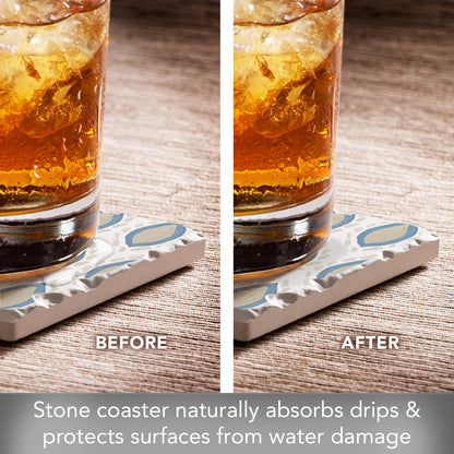 Thirstystone Coastal Flare Single Tumbled Tile Stone Coaster with Protective Cork Backing Manufactured in The USA 4" Square, Colorful, Artistiic, Easily Wipes Clean