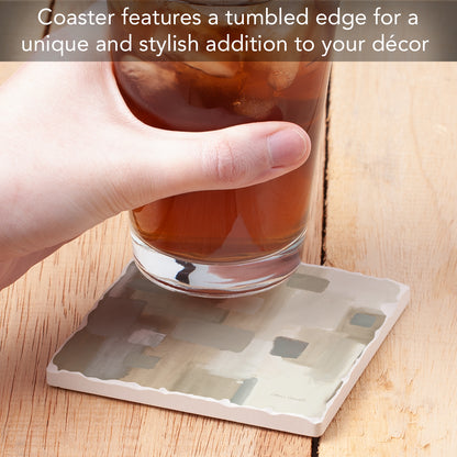 Thirstystone Soft Patches I Single Tumbled Tile Stone Coaster with Protective Cork Backing Manufactured in The USA 4" Square, Colorful, Artistic, Easily Wipes Clean