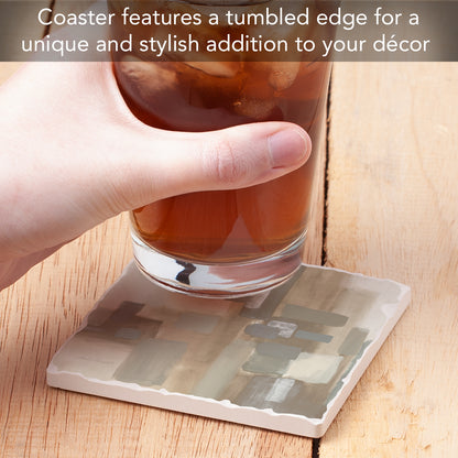 Thirstystone Soft Patches II Single Tumbled Tile Stone Coaster with Protective Cork Backing Manufactured in The USA 4" Square, Colorful, Artistic, Easily Wipes Clean