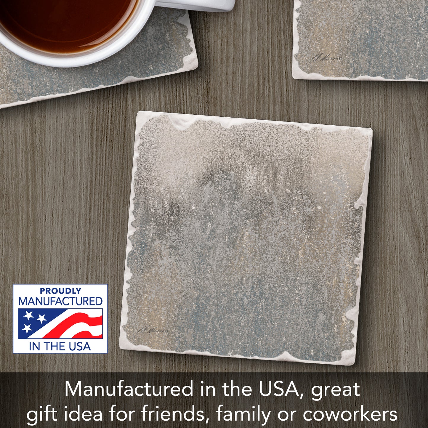 Thirstystone Soaring Dawn Single Tumbled Tile Stone Coaster with Protective Cork Backing Manufactured in The USA 4" Square, Colorful, Artistic, Easily Wipes Clean