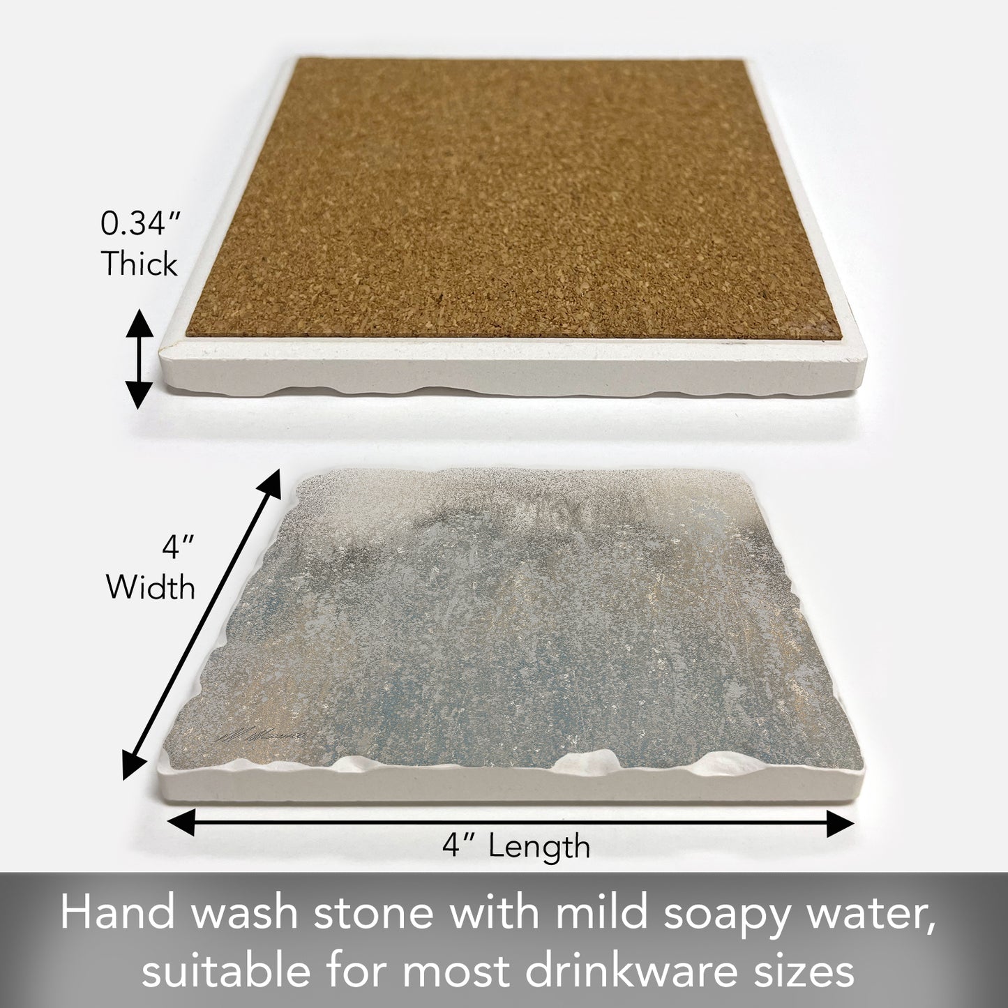 Thirstystone Soaring Dawn Single Tumbled Tile Stone Coaster with Protective Cork Backing Manufactured in The USA 4" Square, Colorful, Artistic, Easily Wipes Clean