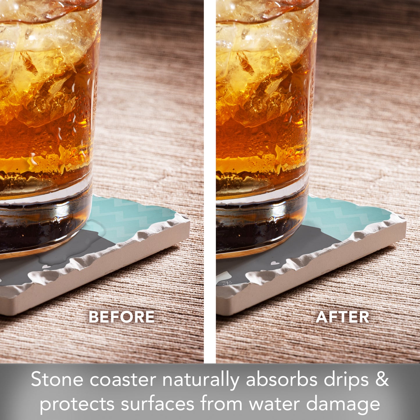 Thirstystone Rescue Dog Single Tumbled Tile Stone Coaster with Protective Cork Backing Manufactured in The USA 4" Square, Artistic, Easily Wipes Clean