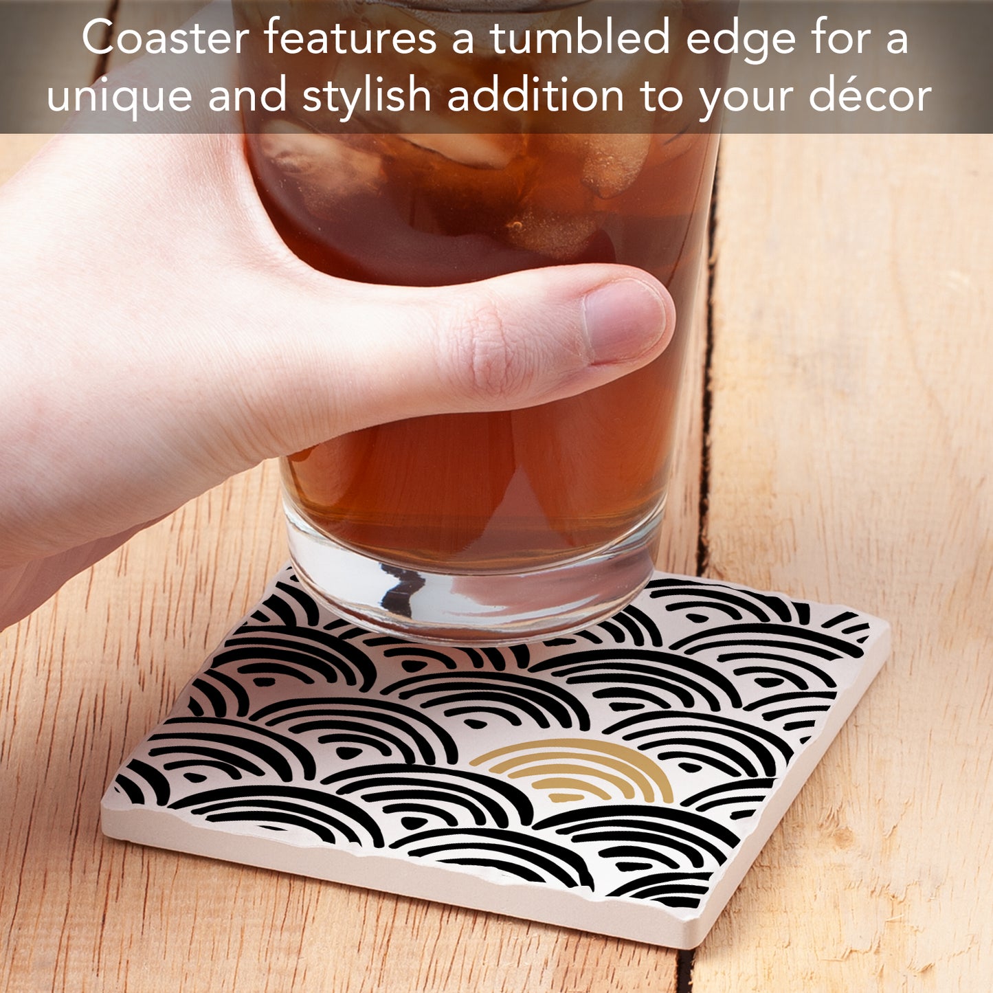 Thirstystone Arches Single Tumbled Tile Stone Coaster with Protective Cork Backing Manufactured in The USA 4" Square, Colorful, Artistic, Easily Wipes Clean