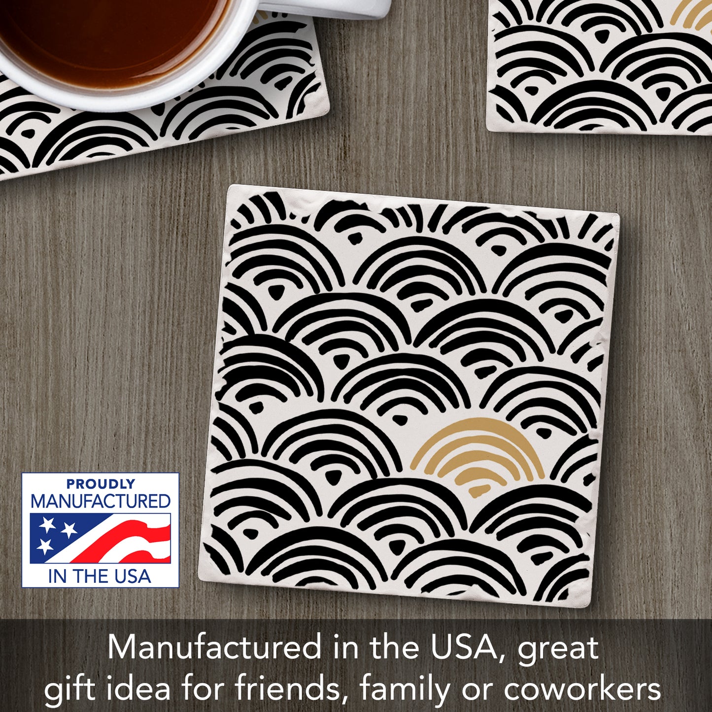 Thirstystone Arches Single Tumbled Tile Stone Coaster with Protective Cork Backing Manufactured in The USA 4" Square, Colorful, Artistic, Easily Wipes Clean