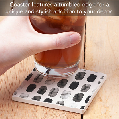 Thirstystone Paint Stripes Single Tumbled Tile Stone Coaster with Protective Cork Backing Manufactured in The USA 4" Square, Colorful, Artistic, Easily Wipes Clean