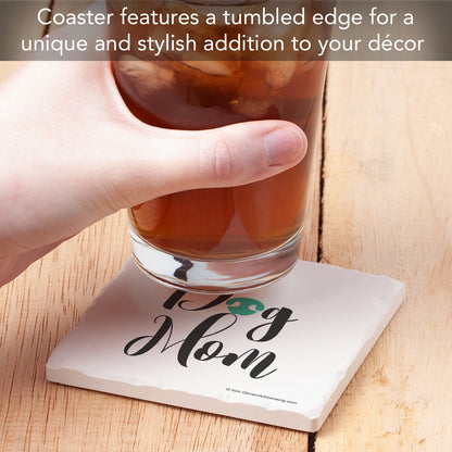 Thirstystone Dog Mom Single Tumbled Tile Stone Coaster with Protective Cork Backing Manufactured in The USA 4" Square, Artistic, Easily Wipes Clean