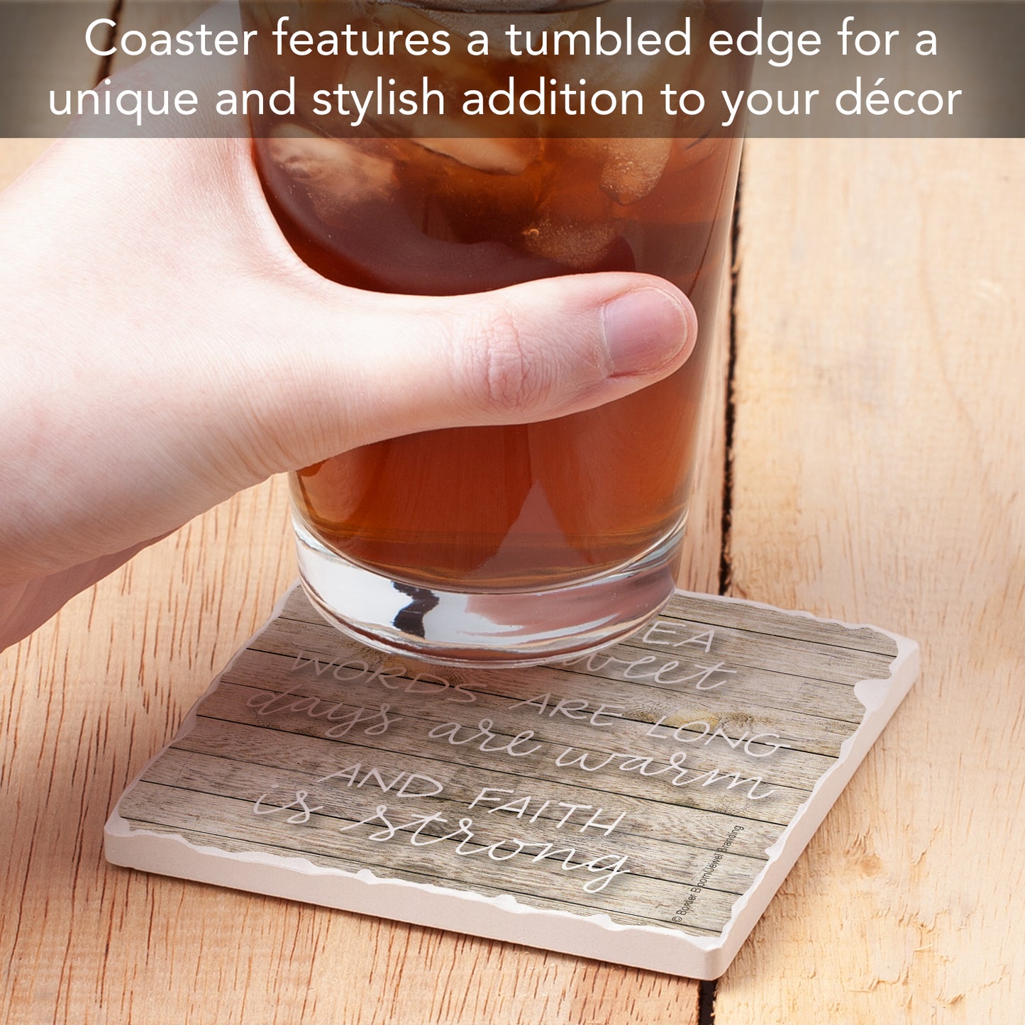 Thirstystone Sweet Tea Single Tumbled Tile Stone Coaster with Protective Cork Backing Manufactured in The USA 4" Square, Artistic, Easily Wipes Clean