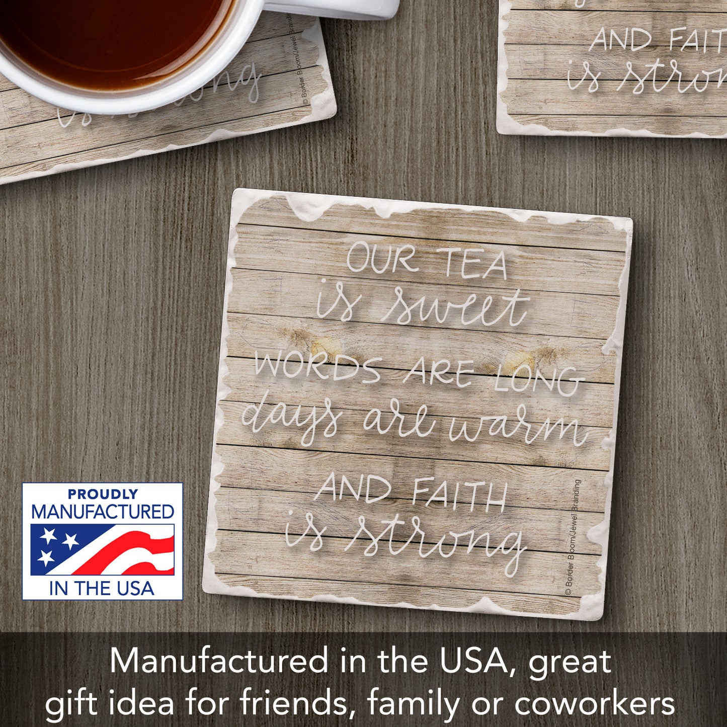 Thirstystone Sweet Tea Single Tumbled Tile Stone Coaster with Protective Cork Backing Manufactured in The USA 4" Square, Artistic, Easily Wipes Clean