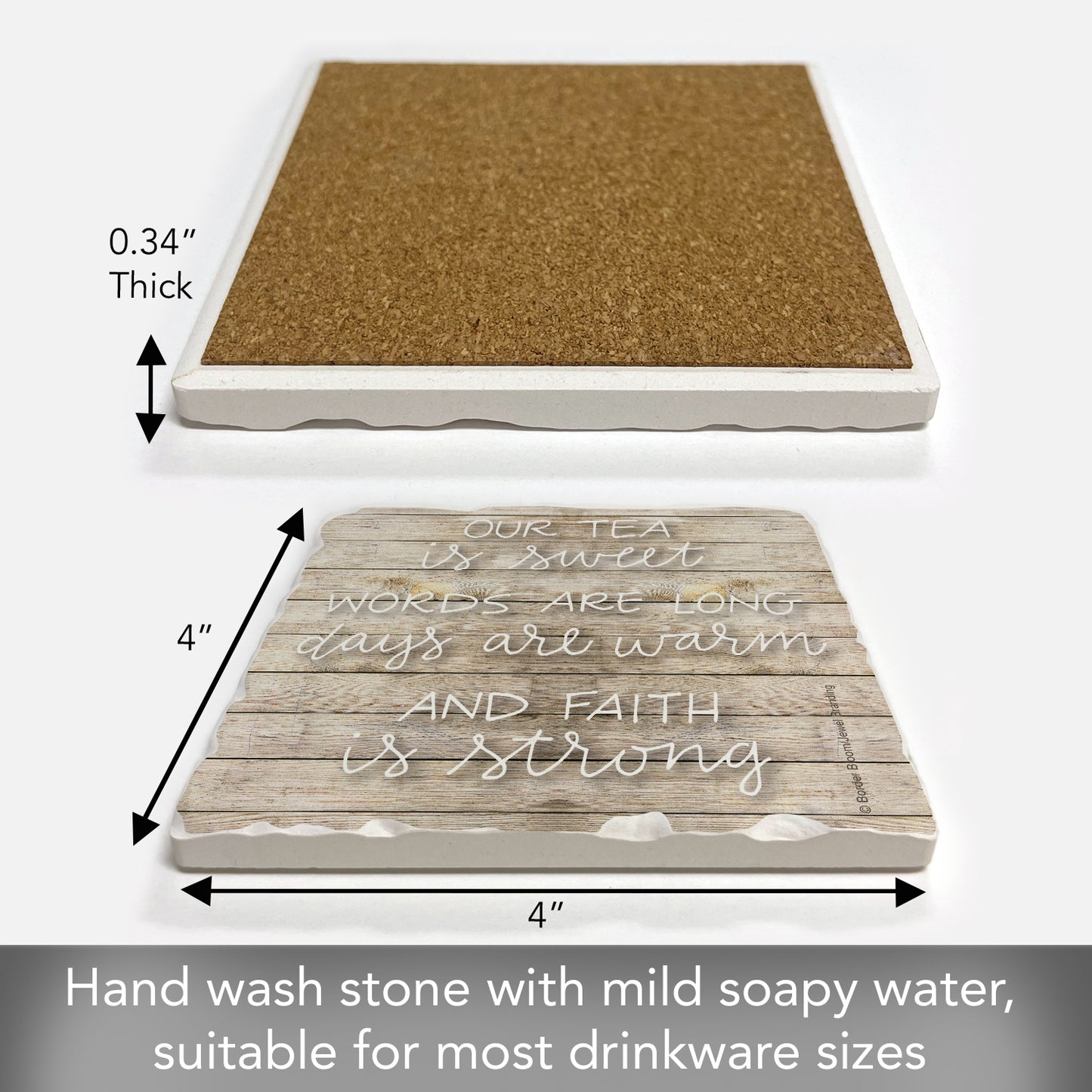 Thirstystone Sweet Tea Single Tumbled Tile Stone Coaster with Protective Cork Backing Manufactured in The USA 4" Square, Artistic, Easily Wipes Clean