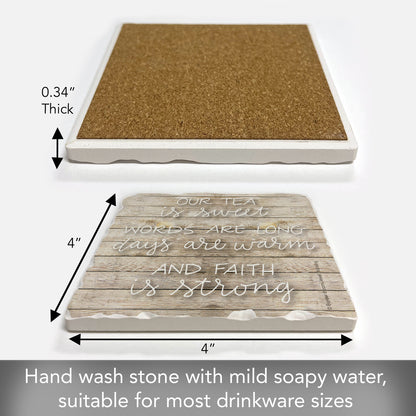 Thirstystone Sweet Tea Single Tumbled Tile Stone Coaster with Protective Cork Backing Manufactured in The USA 4" Square, Artistic, Easily Wipes Clean