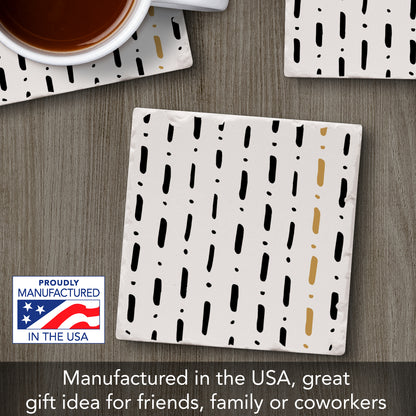 Thirstystone Dots & Lines Single Tumbled Tile Stone Coaster with Protective Cork Backing Manufactured in The USA 4" Square, Colorful, Artistic, Easily Wipes Clean