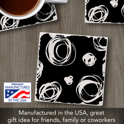 Thirstystone Circles Single Tumbled Tile Stone Coaster with Protective Cork Backing Manufactured in The USA 4" Square, Colorful, Artistic, Easily Wipes Clean