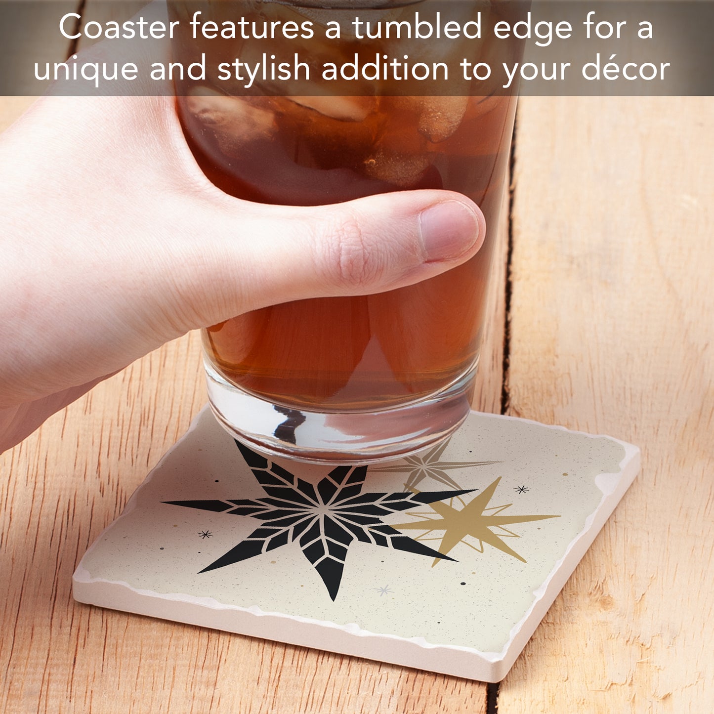 Thirstystone Christmas Stars Single Tumbled Tile Coaster Manufactured in The USA Decorative, Stylish, Craft Your Own Collection