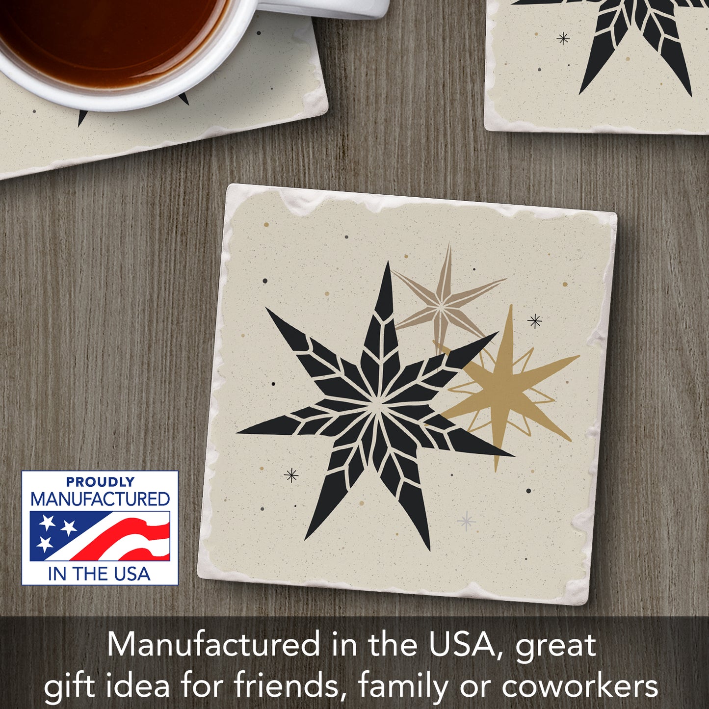 Thirstystone Christmas Stars Single Tumbled Tile Coaster Manufactured in The USA Decorative, Stylish, Craft Your Own Collection