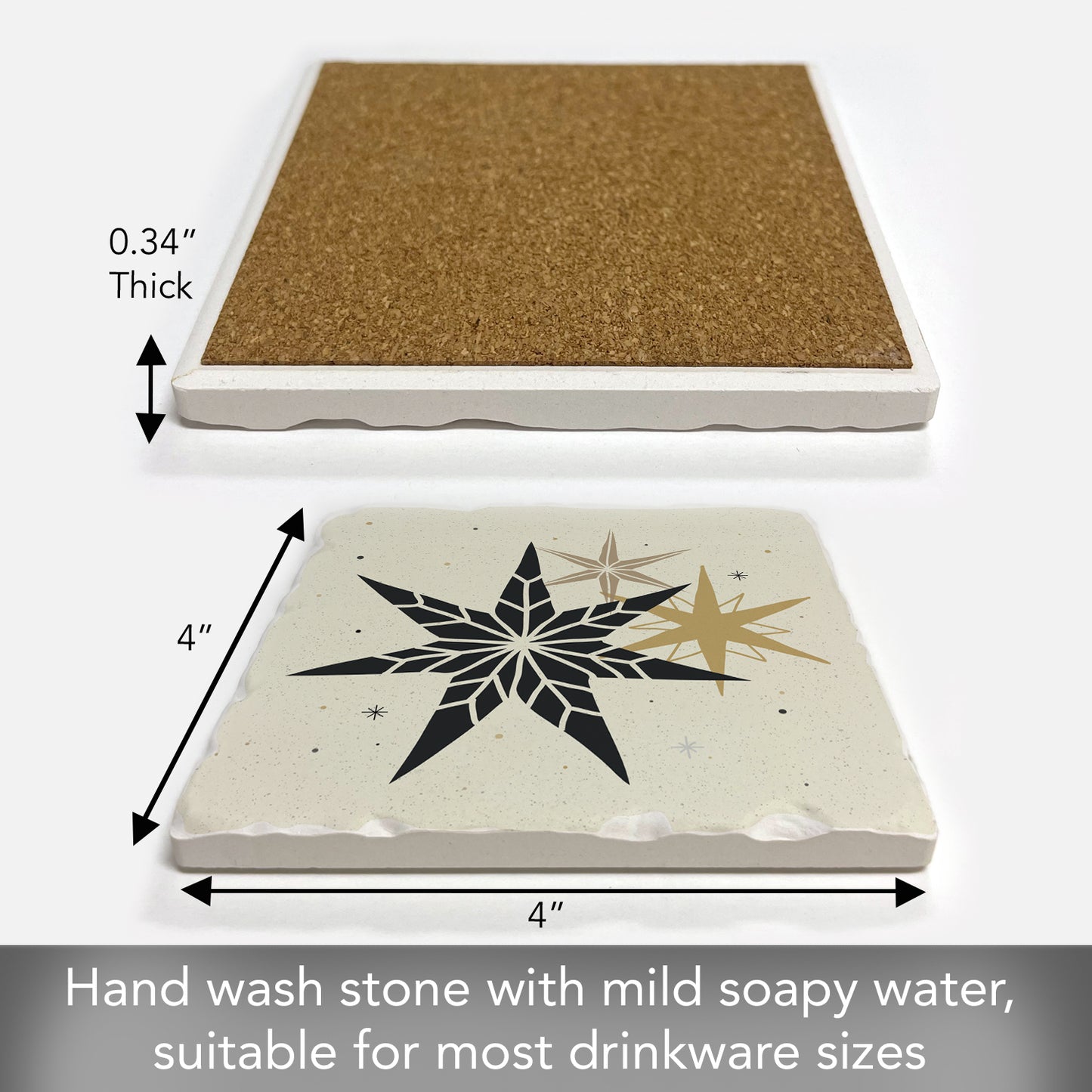 Thirstystone Christmas Stars Single Tumbled Tile Coaster Manufactured in The USA Decorative, Stylish, Craft Your Own Collection