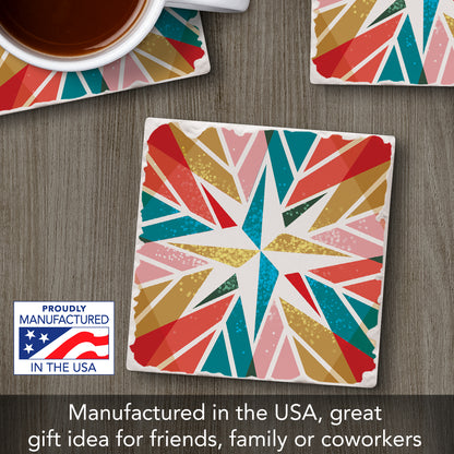 Thirstystone Retro Holiday Star Single Absorbent Stone Coaster with Protective Cork Backing Manufactured in The USA 4" Square, Artistic, Easily Wipes Clean