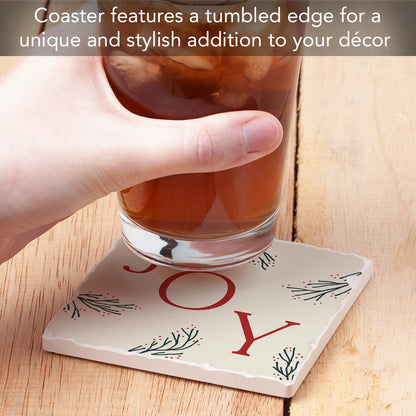 Thirstystone Holiday Joy Single Tumbled Tile Coaster Manufactured in The USA Decorative, Stylish, Craft Your Own Collection