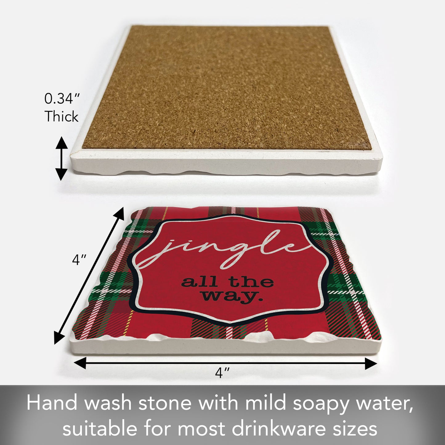 Thirstystone Jingle All The Way Single Tumbled Tile Coaster Manufactured in The USA Decorative, Stylish, Craft Your Own Collection